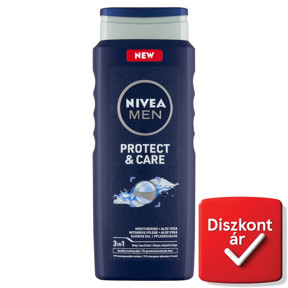 NIVEA MEN Protect & Care tusfürdő tusoláshoz, arc- és hajmosáshoz 500 ml  1. kép