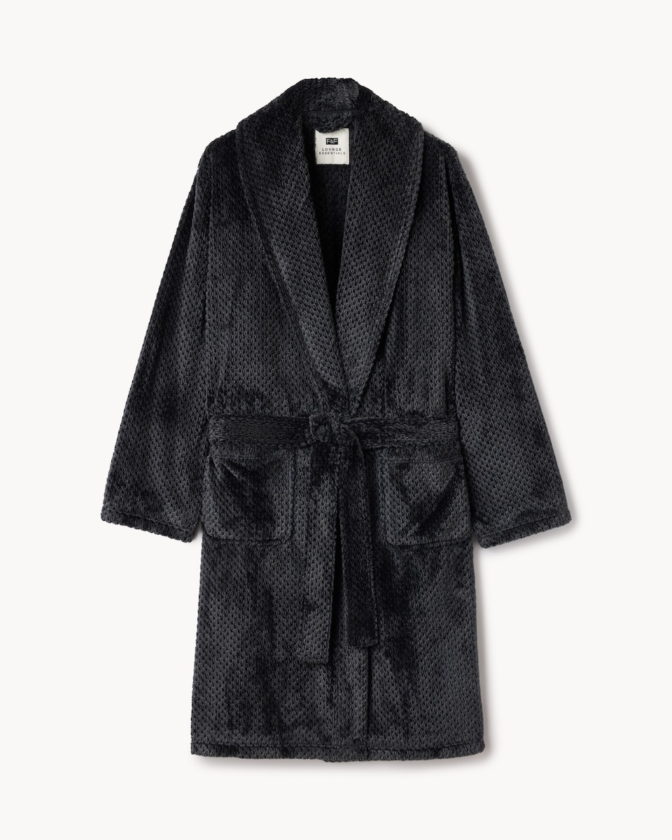 image 1 of F&F Textured Dressing Gown in Grey