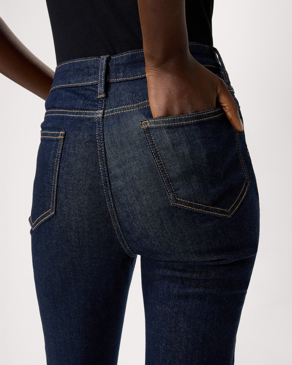 image 1 of F&F Contour High Rise Bootcut Jeans in Navy