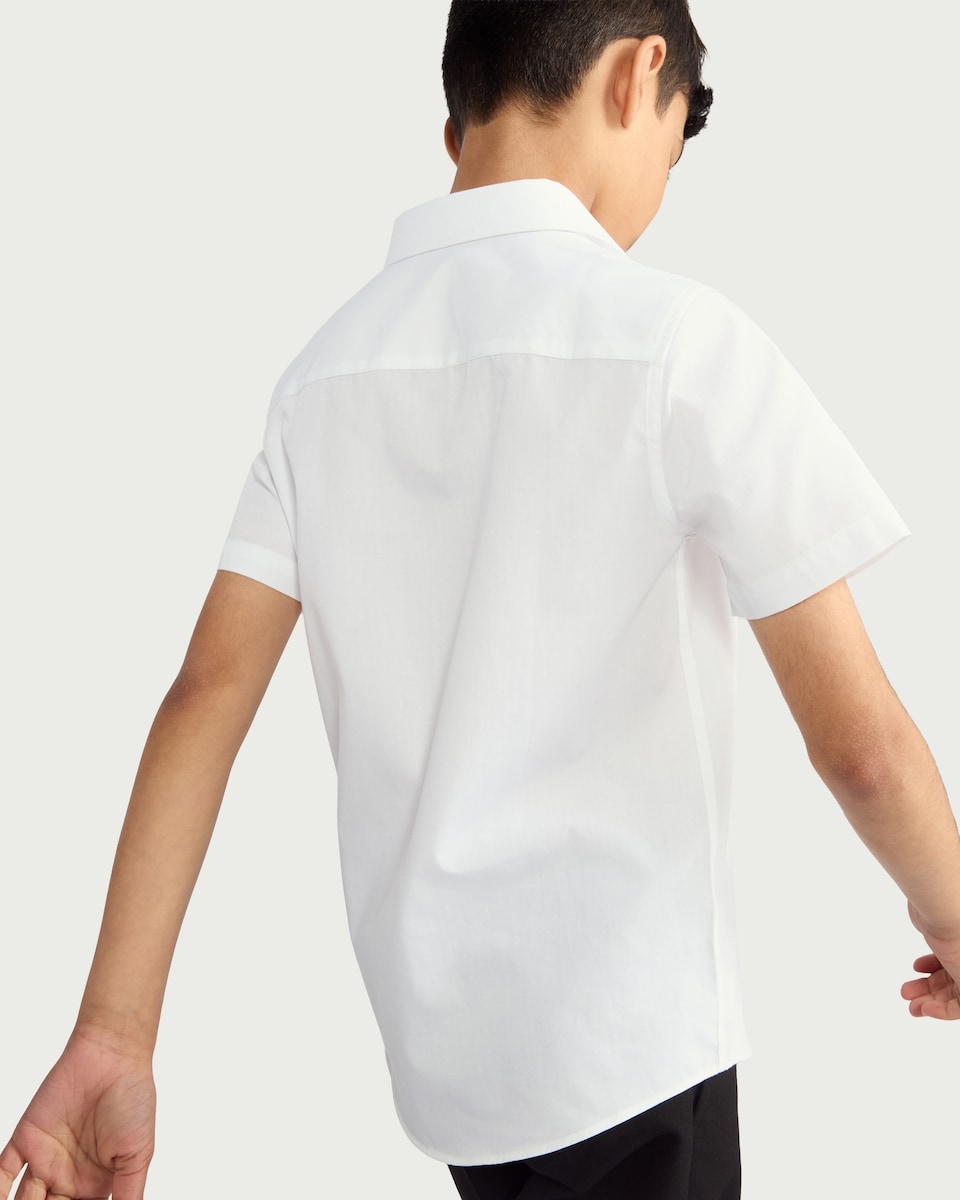 image 1 of F&F School Boys 3-Pack Slim Fit Short Sleeved Shirts in White