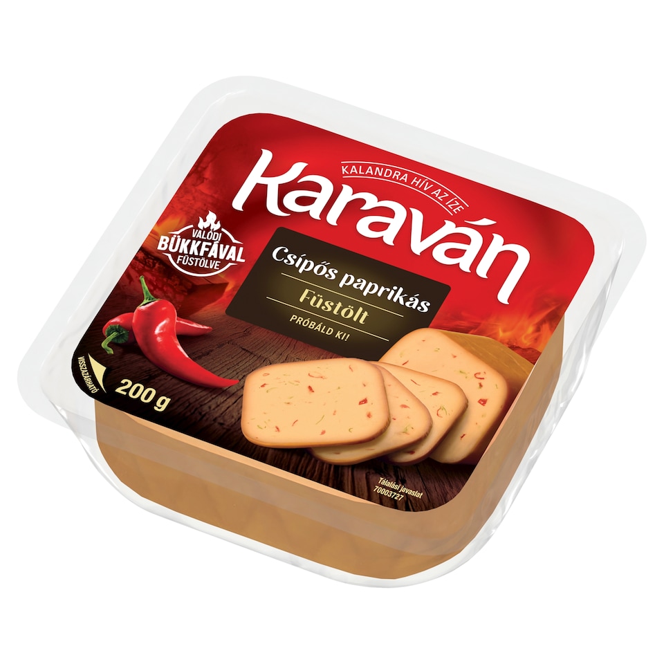 Karaván csípős paprikás füstölt, zsíros, vágható ömlesztett sajt 200 g