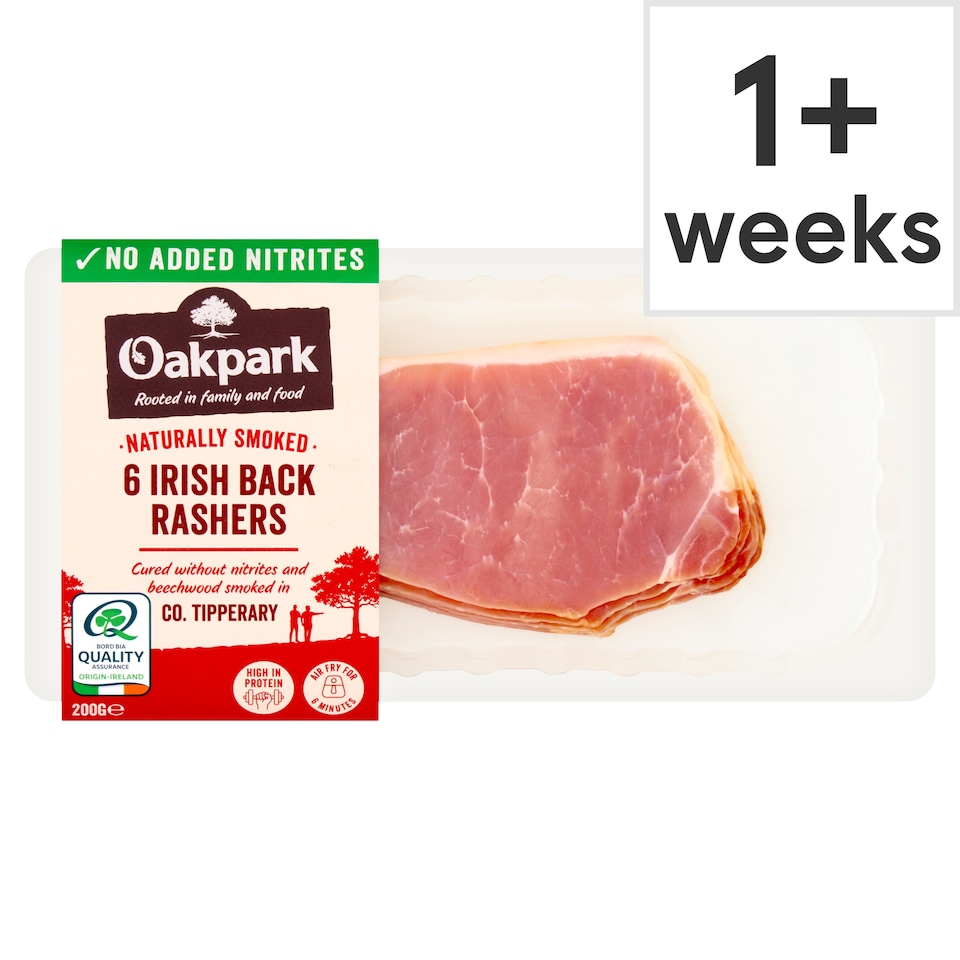 Oakpark Naturally Smoked 6 Irish Back Rashers 200g