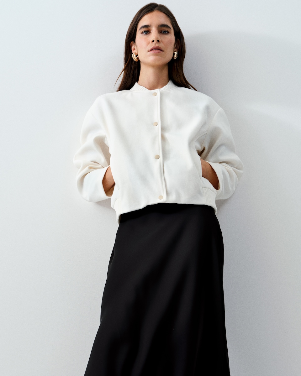 image 1 of F&F Satin Slip Midi Skirt in Black