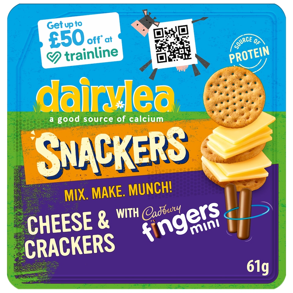 Dairylea Snackers Cheese & Crackers with Cadbury Chocolate Mini Fingers 61G