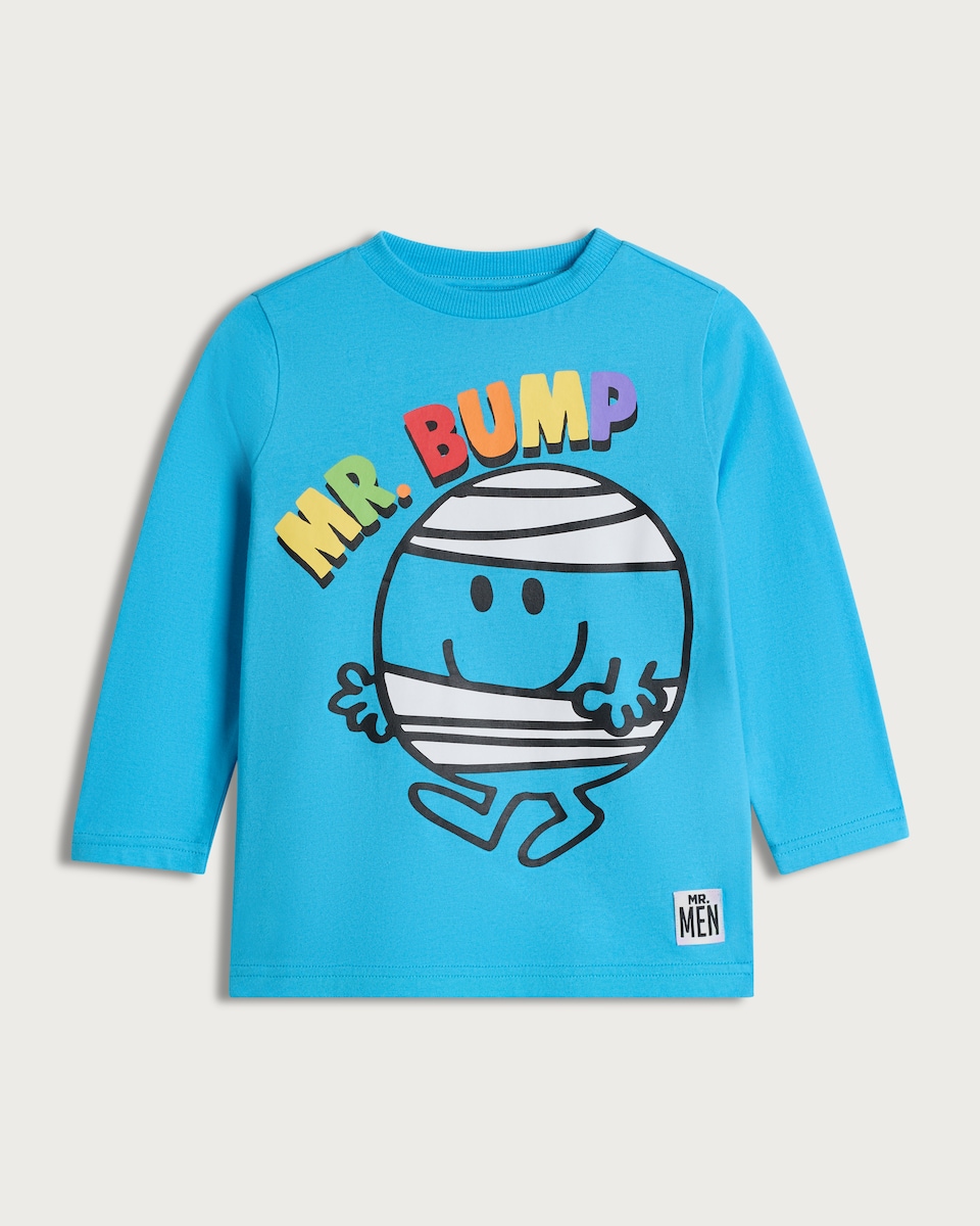 image 1 of Mr Men & Little Miss Mr. Bump Pure Cotton Long Sleeved Top in Blue