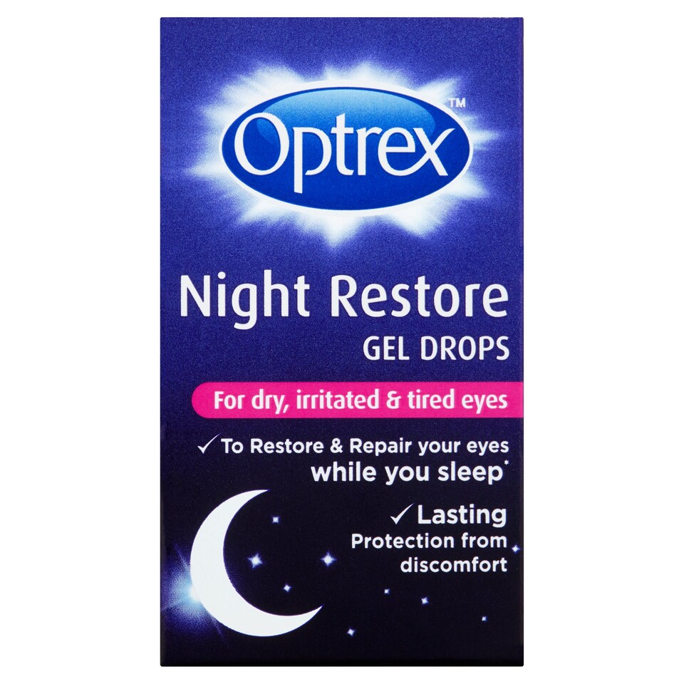 Optrex Night Restore Gel Drops Dry Irritated Tired Eyes 10ml Tesco