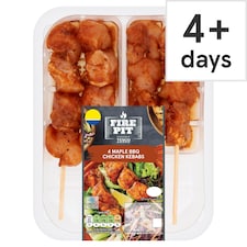 Tesco Fire Pit 4 Maple Bbq Chicken Kebabs 260G