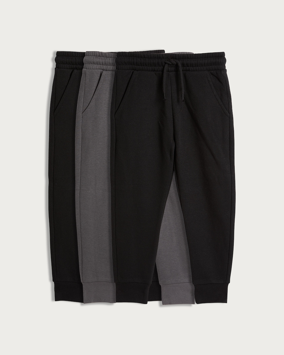 image 1 of F&F Boys 3-Pack Cotton Rich Cuffed Drawstring Joggers in Multi