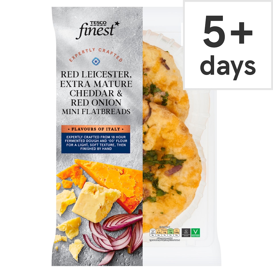 Tesco Finest Cheddar & Onion Flatbread 295 G