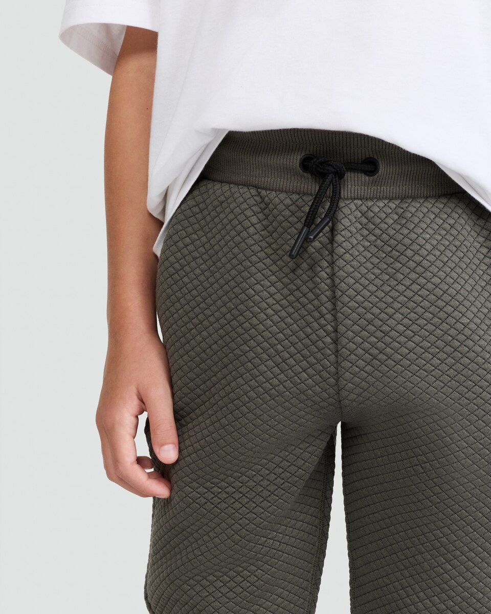 image 1 of F&F Boys Textured Drawstring Cuffed Joggers in Grey