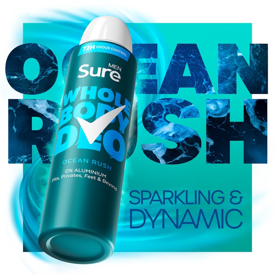 image 1 of Sure Men Ocean Rush Whole Body Deodorant Spray 72h Odour Control 150ml