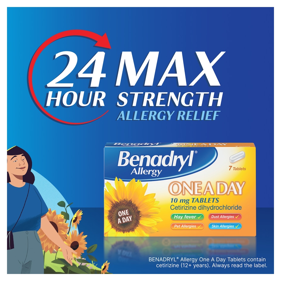 image 1 of Benadryl One a Day Allergy Tablets with Cetirizine 7s