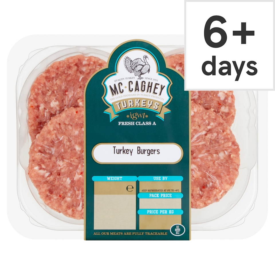 Mccagheys Turkey Burgers 400G