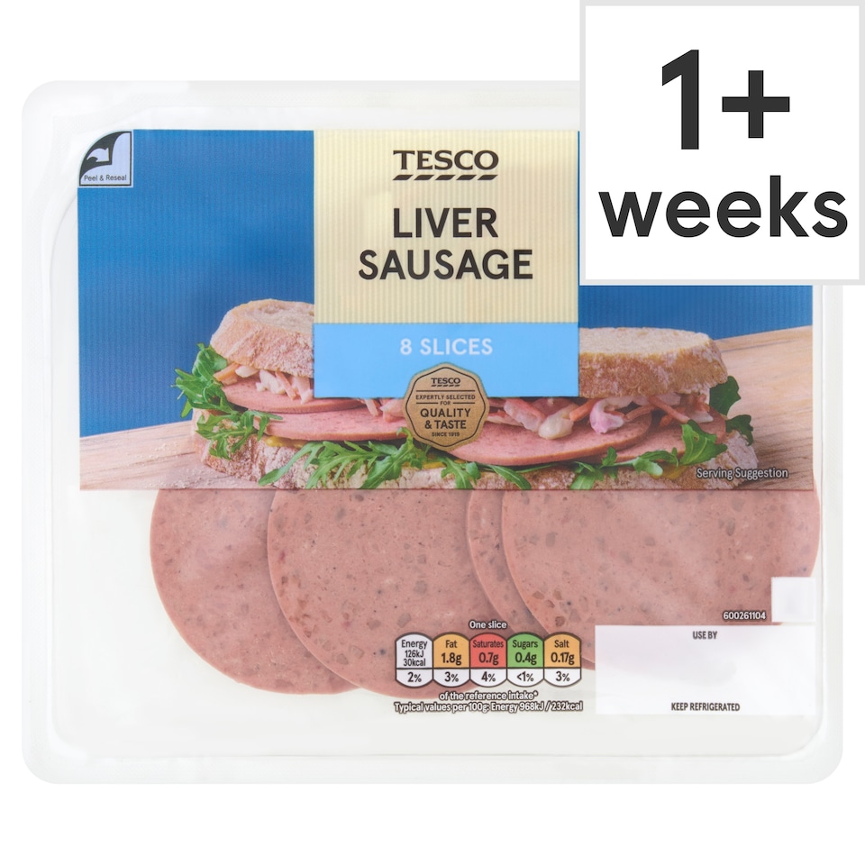 Tesco Liver Sausage Slices 8 Pack 100g