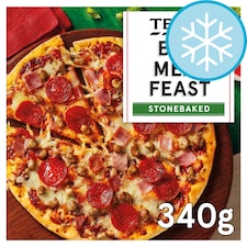 TESCO STONEBAKED BBQ MEAT FEAST PIZZA 340G