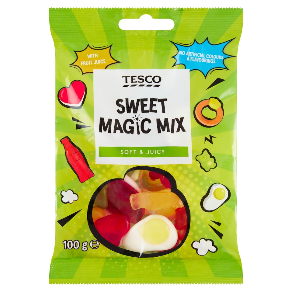 Tesco Sweet Magic Mix vegyes gyümölcsízű gumicukor 100 g