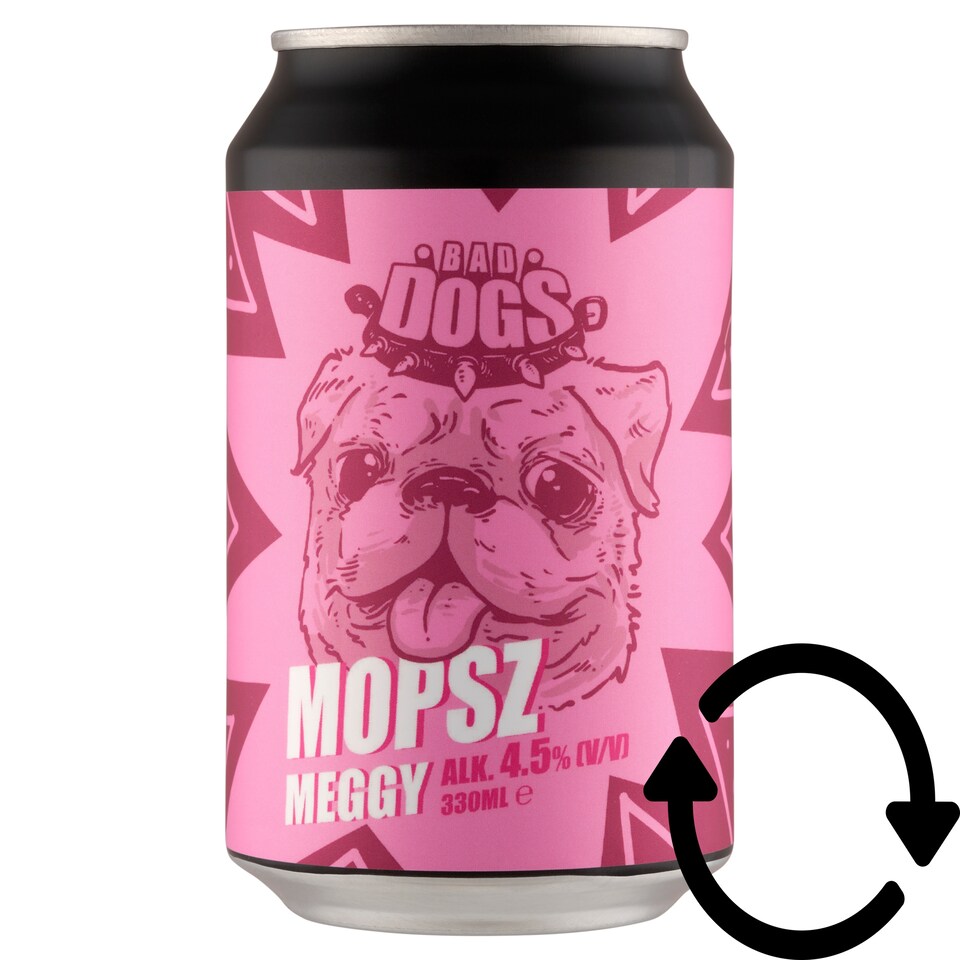 Bad Dogs Mopsz Meggy szűretlen felsőerjesztésű búzasör és meggyes üdítőital keveréke 4,5% 330 ml