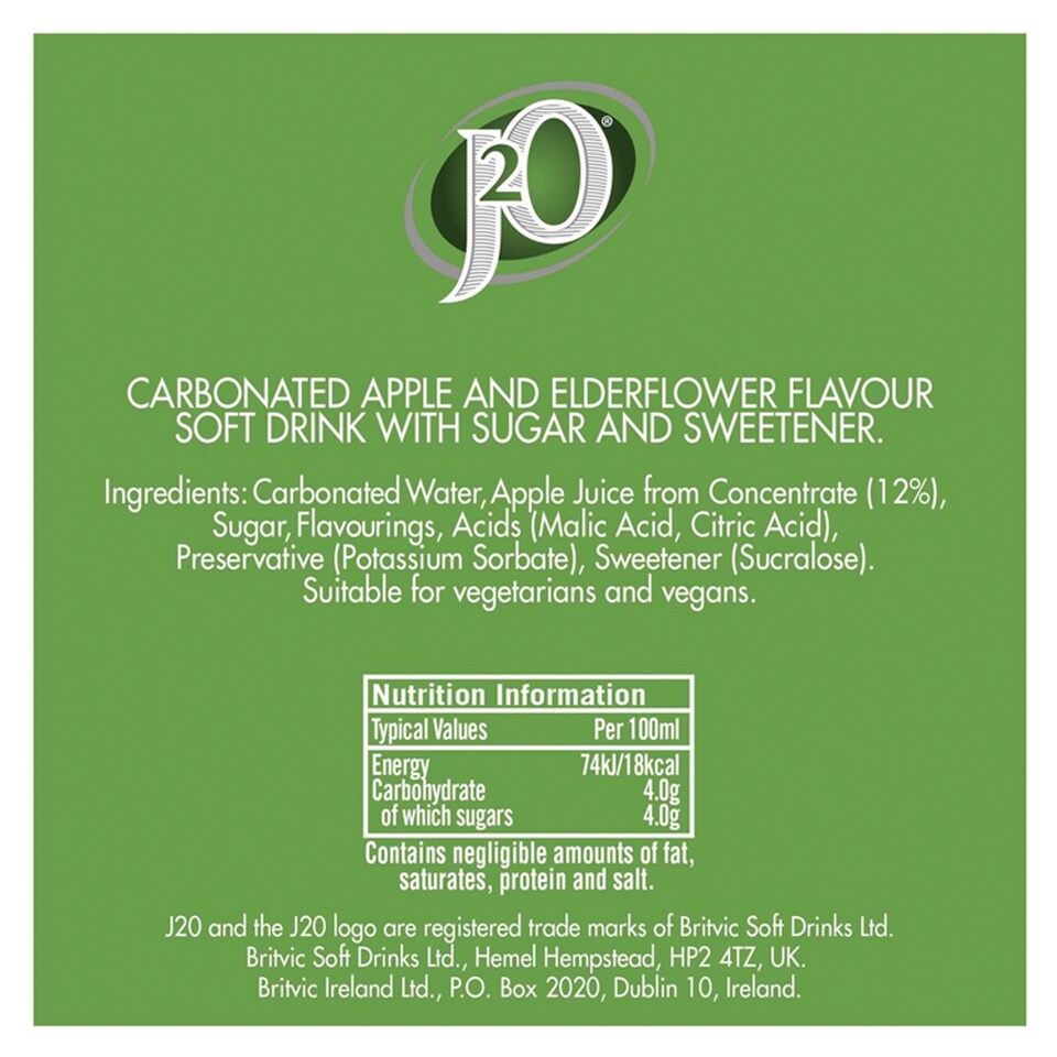 image 1 of J2O Spritz Sparkling Apple & Elderflower 4x275ml