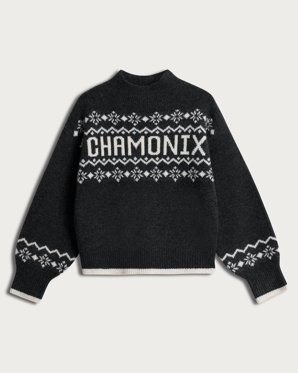 image 1 of F&F Girls Chamonix Fair Isle Jumper in Grey