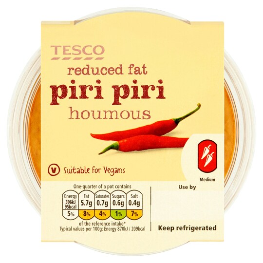Tesco Reduced Fat Piri Piri Houmous Dip 182G Tesco Groceries