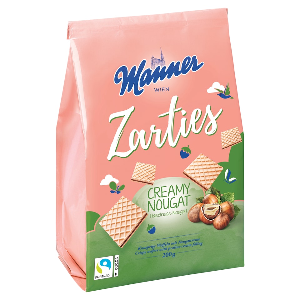 Manner Zarties mogyorós nugátkrémmel töltött ropogós ostyaszeletek 200 g  1. kép
