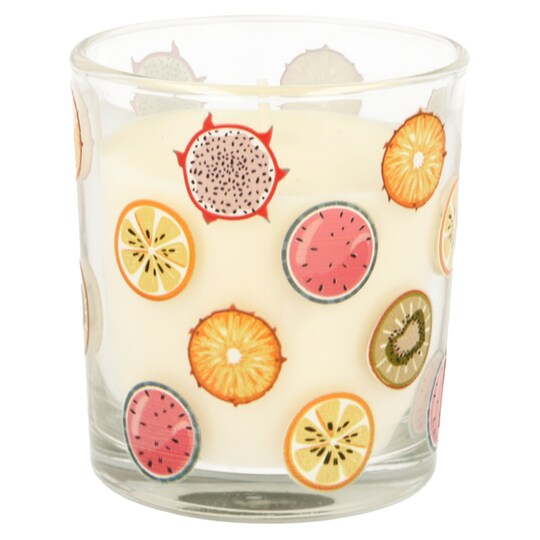 Tesco Fruity Decal Tropical Candle 109G Tesco Groceries