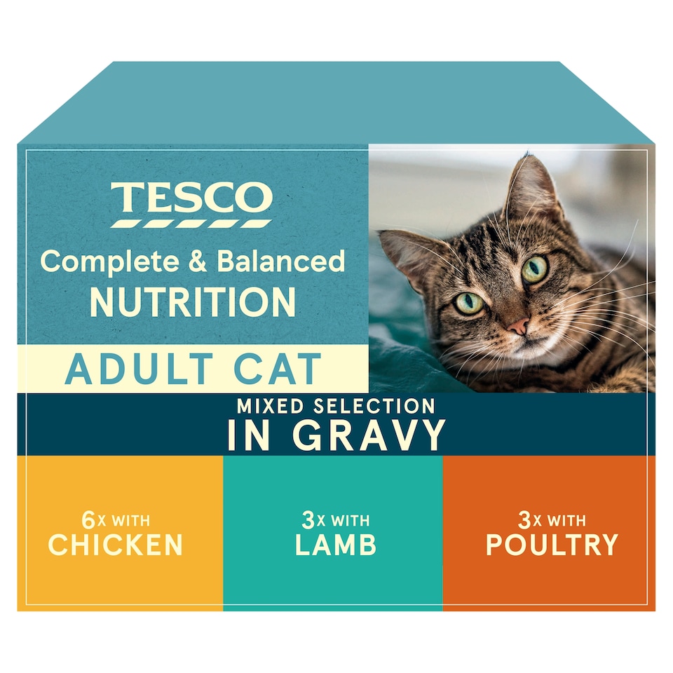 Tesco Adult Cat Food Mixed Selection In Gravy 12X400g