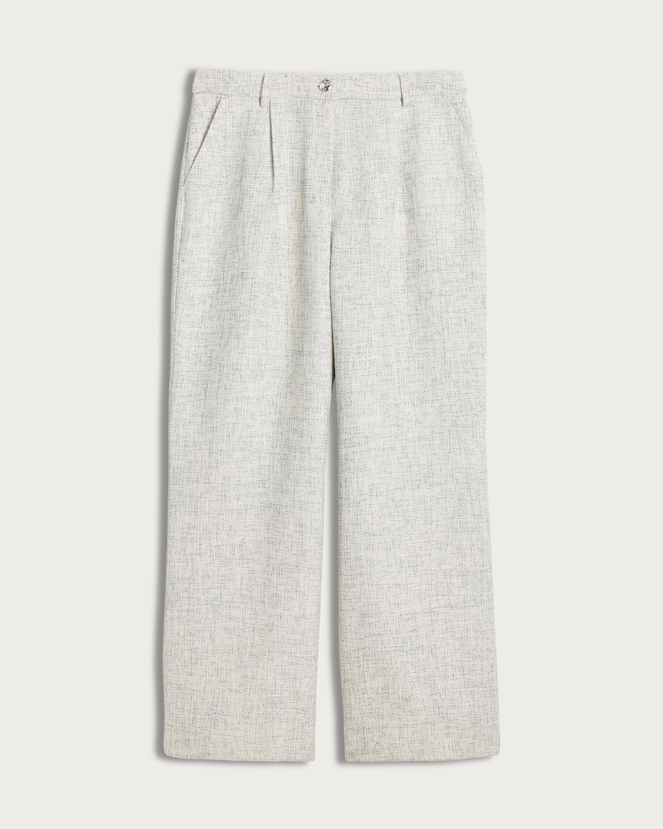 image 1 of F&F Wide Leg Woven Trousers in Cream