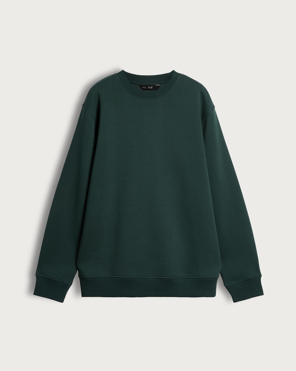 image 1 of F&F Cotton Rich Regular Fit Crew Neck Sweatshirt in Green