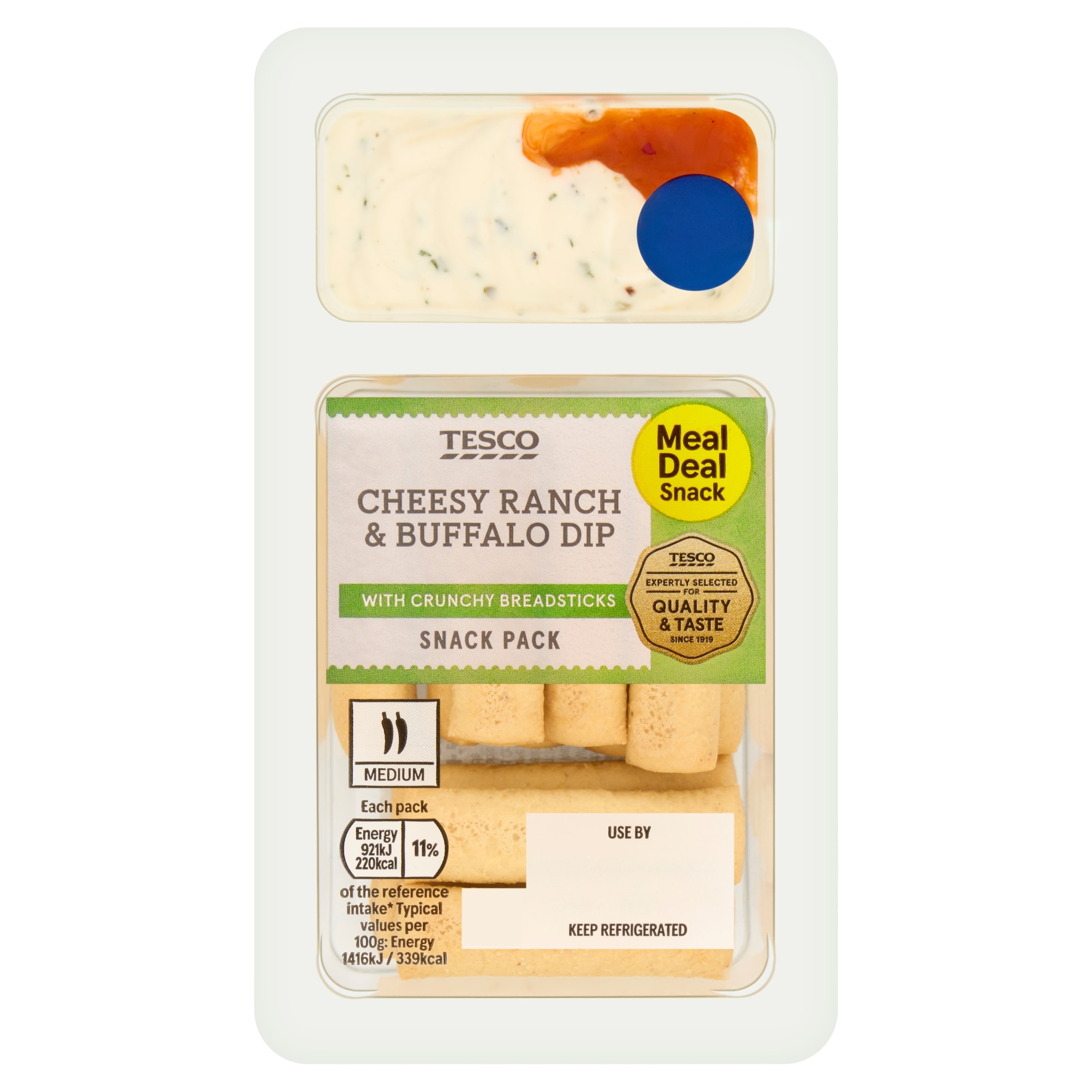 Tesco Breadsticks with Cheesy Ranch & Buffalo Dip 65g