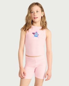 K-Pop Demon Hunters 2-Piece Cotton Rich Derpy Print Vest and Cycling Shorts Set in Pink