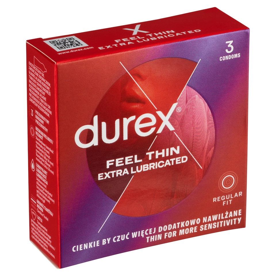 Obrázek 1 pro produkt Durex Feel Thin Extra Lubricated Regular Fit kondomy 3 ks