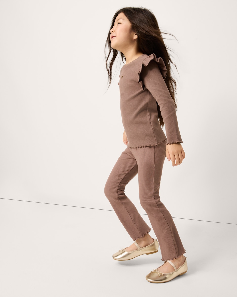 image 1 of F&F Girls 2-Pack Cotton Rich Animal Print Flared Leggings in Multi Brown