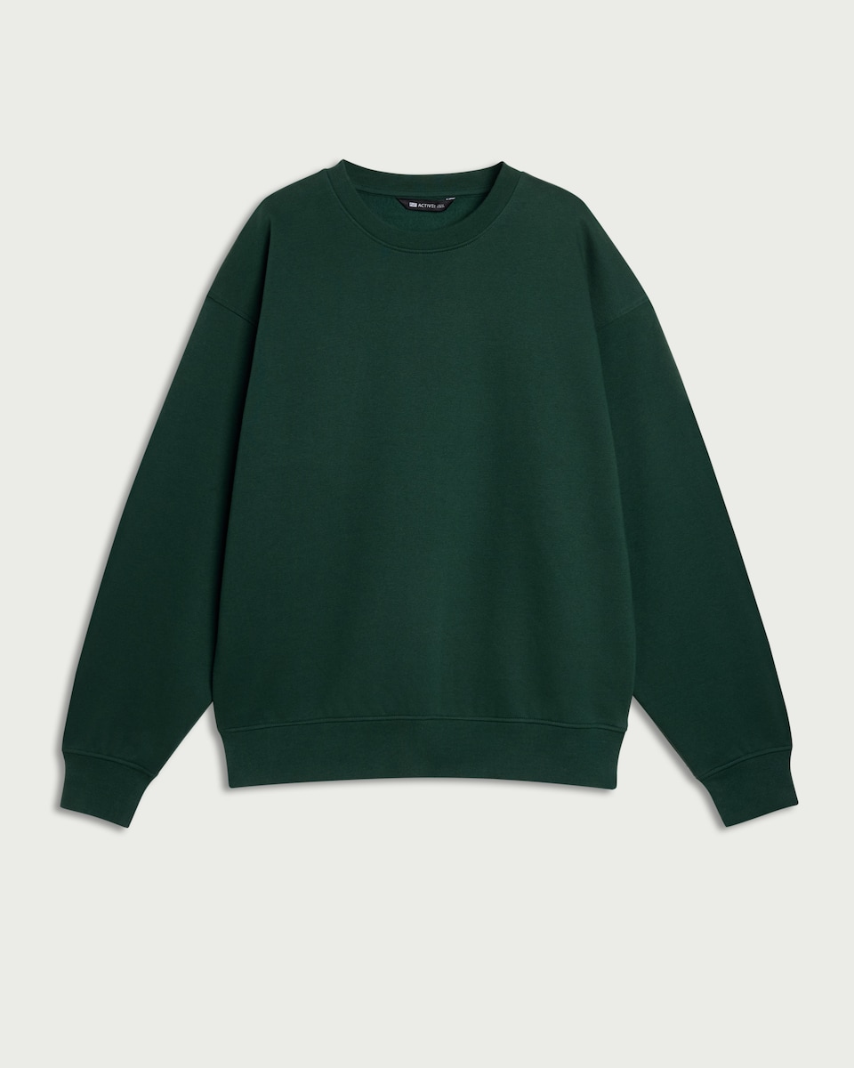 image 1 of F&F Active EVERYHOUR Cotton Rich Crew Neck Sweatshirt in Green