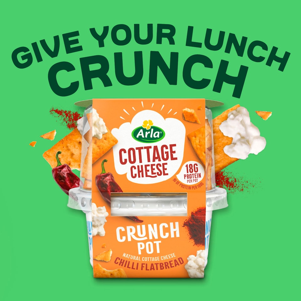 image 1 of Arla Cottage Cheese Crunch Pots with Chilli Flatbreads 185g