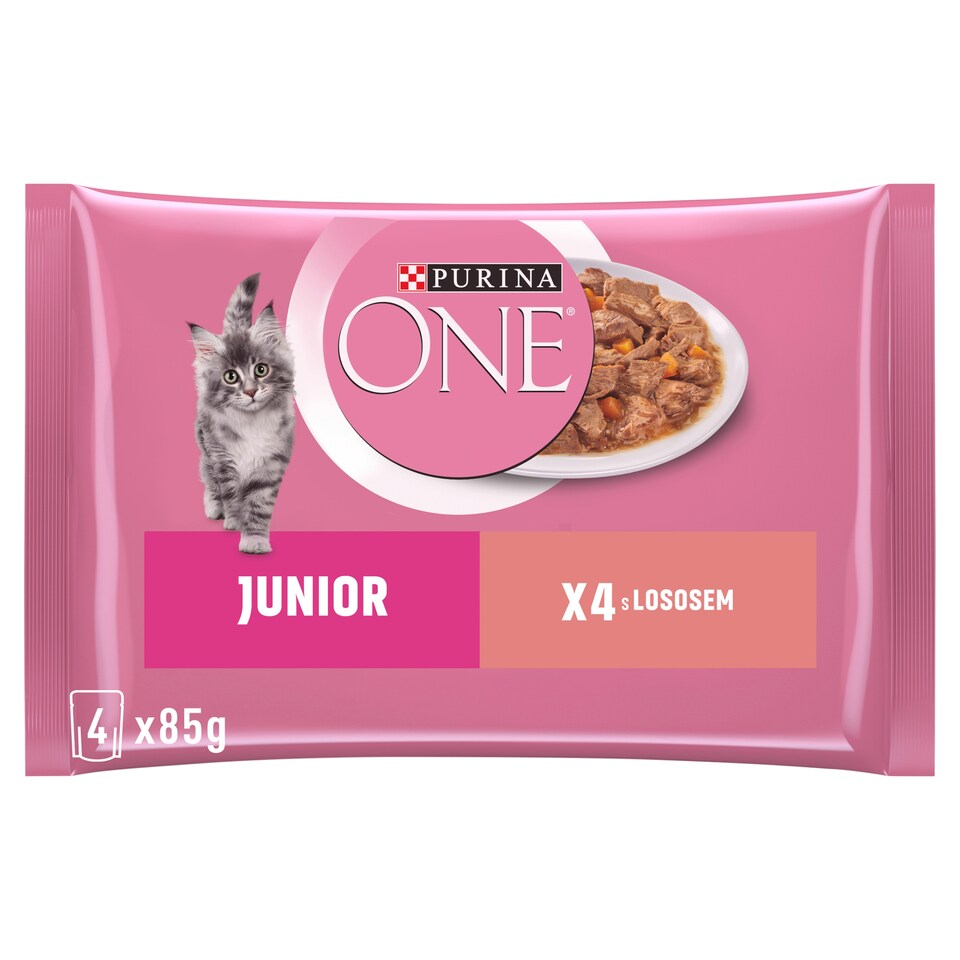 image 1 of Purina ONE Junior Pouches for Kittens Salmon in Juice 4 x 85 g
