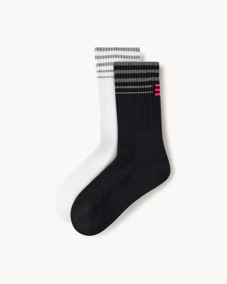 F&F Active 2-Pack Cotton Rich Running Socks in White
