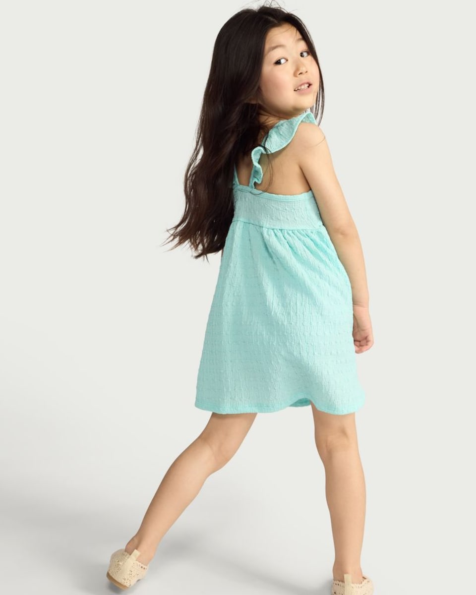 image 1 of F&F Crinkle Textured Ruffle Strap Sleeveless Dress in Mint