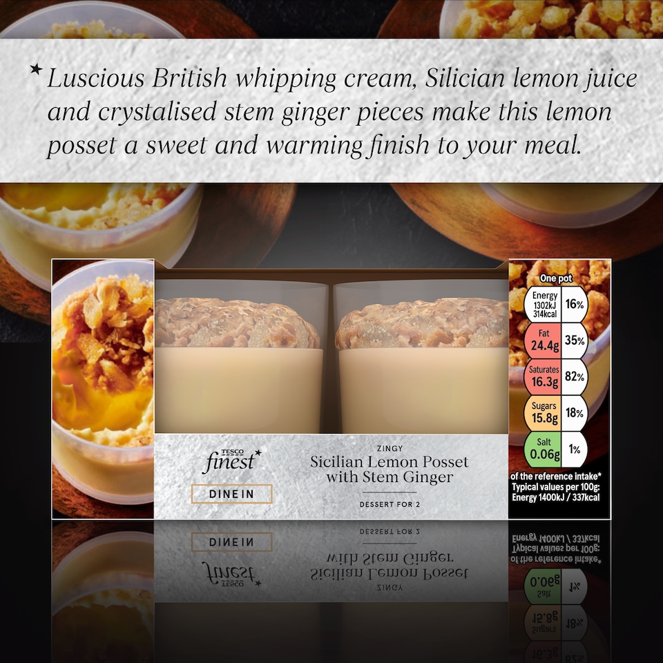 image 1 of Tesco Finest Sicilian Lemon & Stem Ginger Possets 2 x 93g