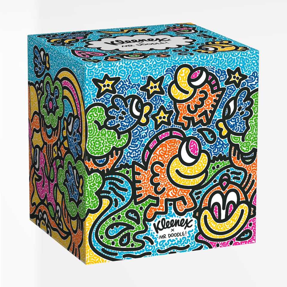 image 1 of Kleenex Tissues Mr Doodle Design Cube Limited Edition – 48 Tissues per box
