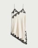 image 4 of F&F Asymmetric Lace Trim Slip Dress in Cream