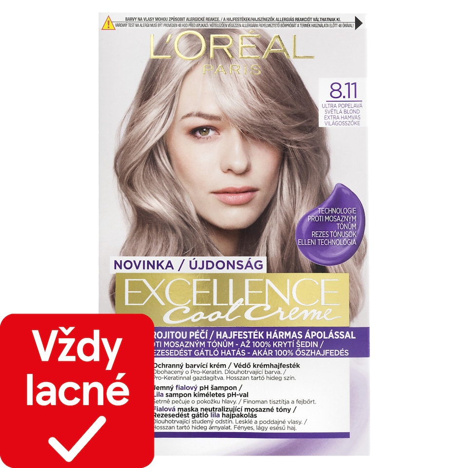   L'Oréal Paris Excellence Cool Creme permanentná farba na vlasy 8 .11 Ultra popolavá svetlá blond