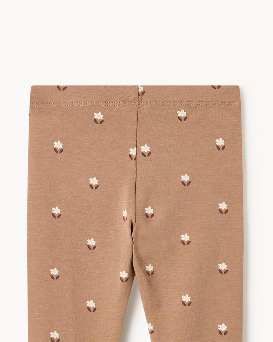 image 1 of F&F Baby Cotton Rich Floral Sweatshirt and Leggings Set in Brown