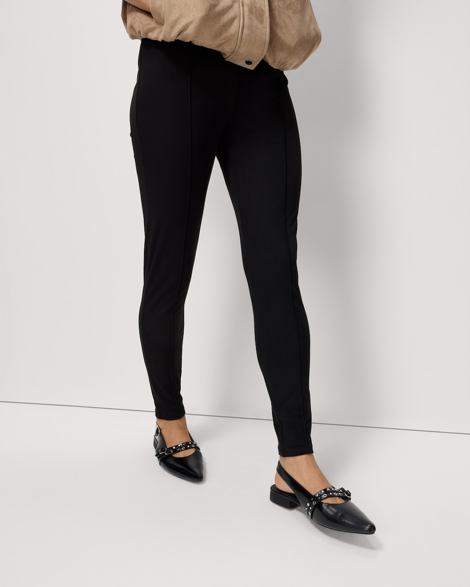 image 1 of F&F Faux Suede Leggings in Black