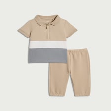 F&F Baby 2-Piece Cotton Rich Colour Block Set in Multi