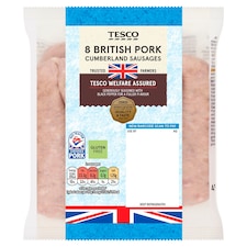 Tesco British Cumberland Sausages 8 Pack 454G