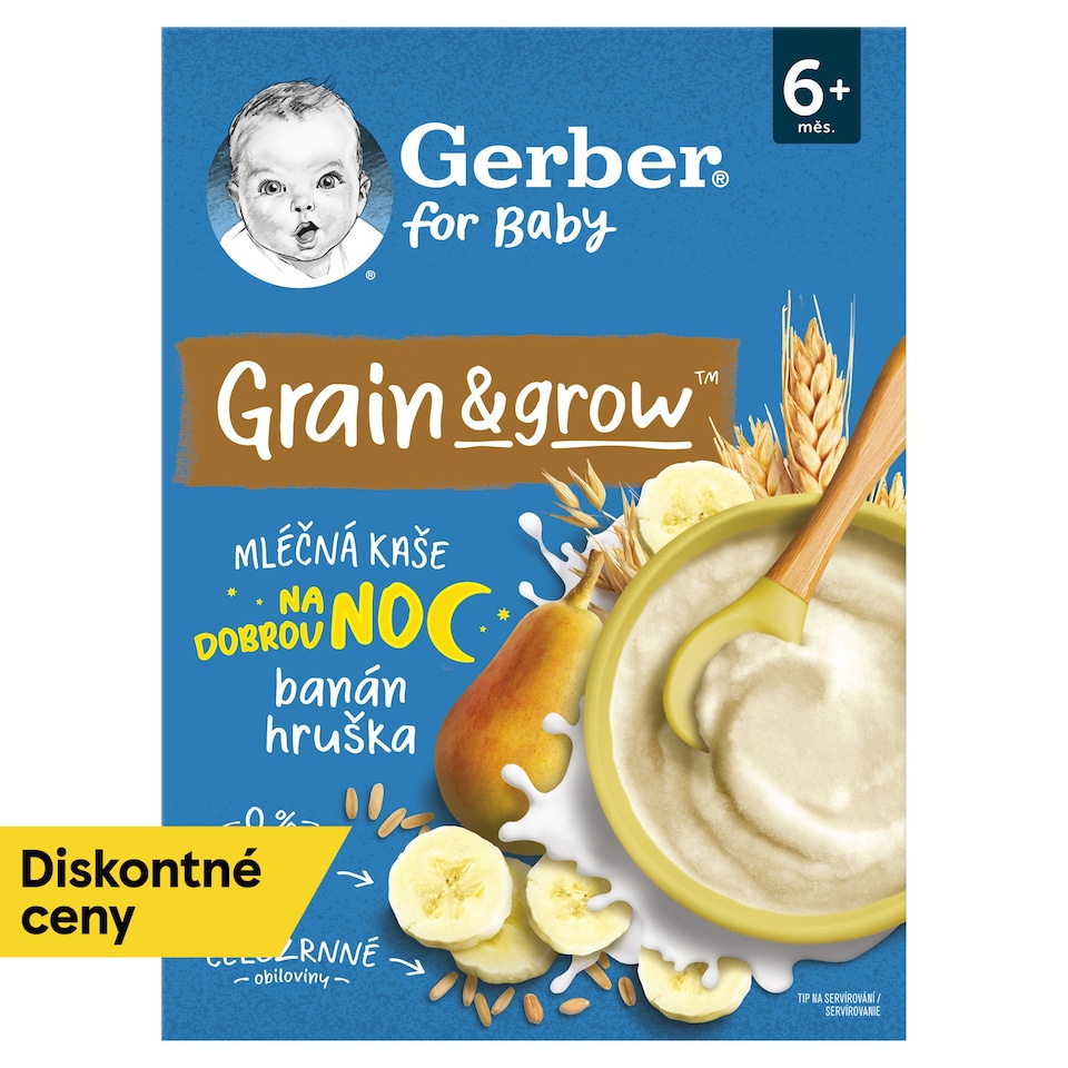 GERBER Mliečna kaša pšenično-ovsená banán a hruška 200 g