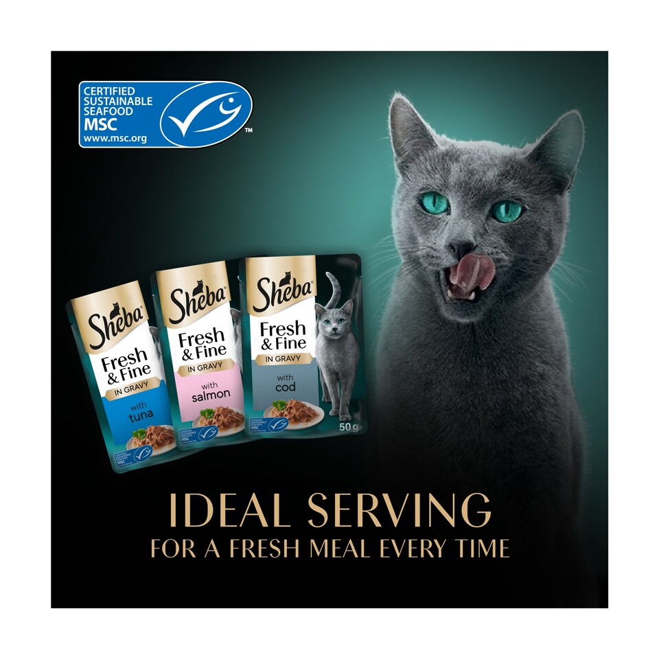 image 1 of SHEBA Fresh & Fine Cat Pouches Fish collection in Gravy 50x50g