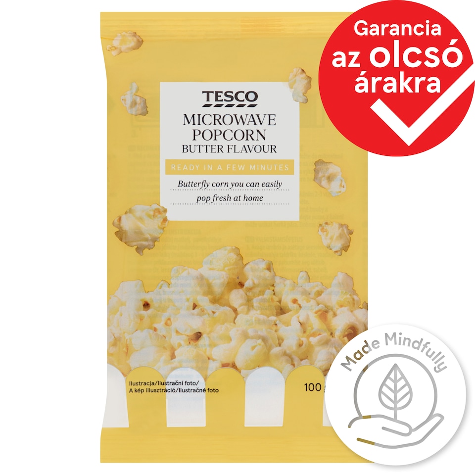 Tesco Microwave Popcorn with Butter Flavour 100 g