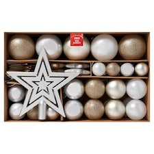 Tesco Neutral Baubles Christmas Decorations 100 Pack